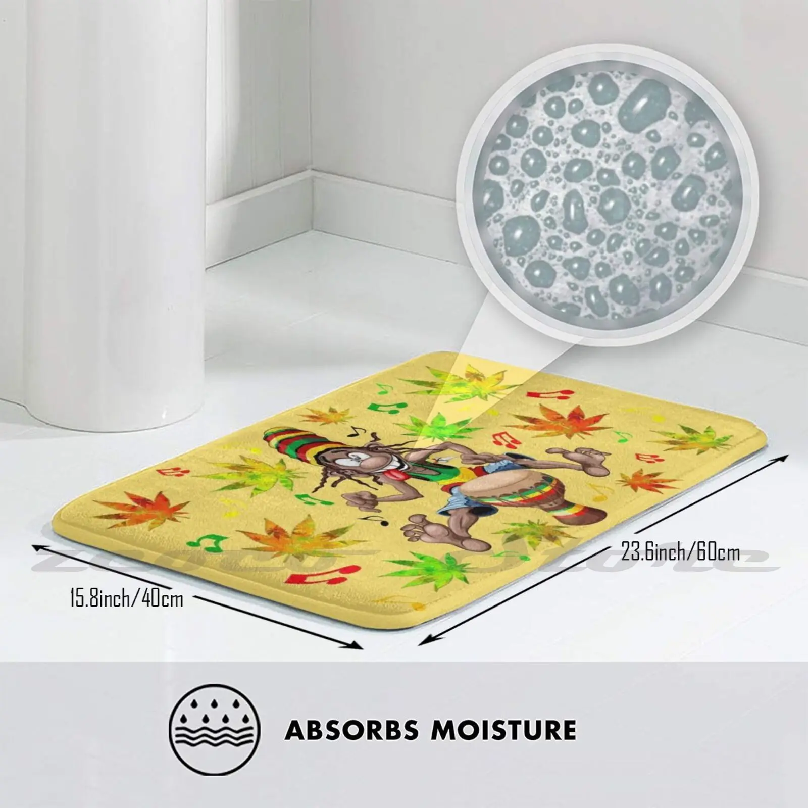 Забавный крутой музыкальный коврик Rasta с изображением персонажа водовпитывающий