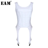 eam women white irregular split joint shaped tank tops new sleeveless personality fashion tide spring summer 2022 1w020