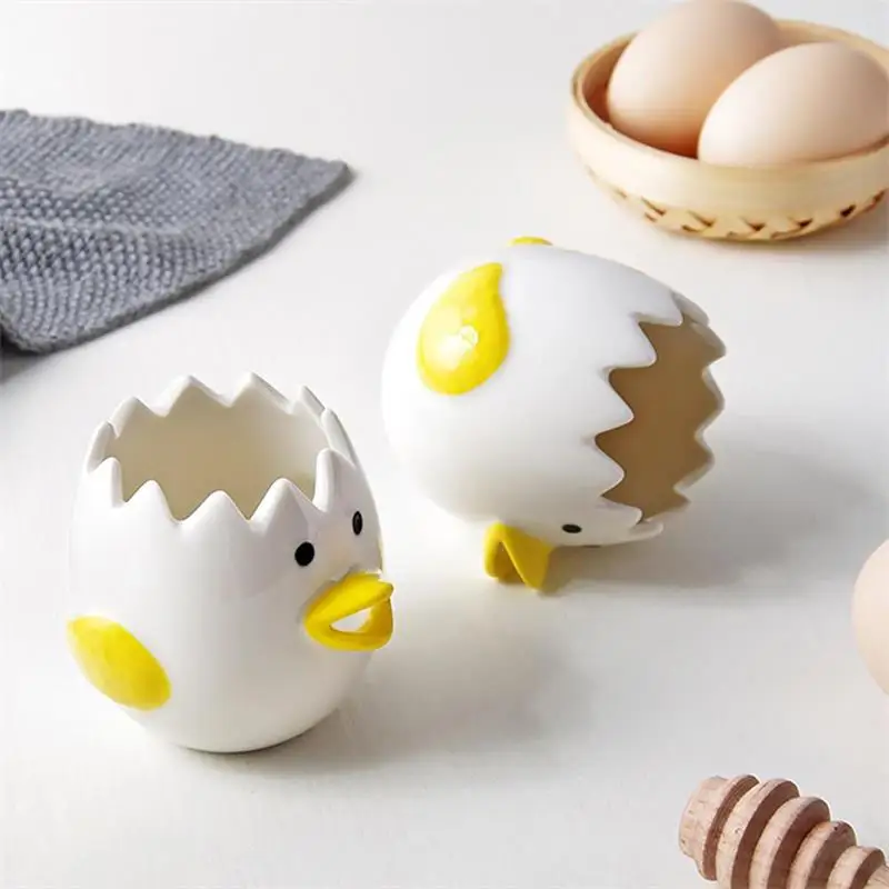 

Creative Egg White Separator Kitchen Cooking Tools Ceramic Cartoon Chick Egg Yolk White Separator Tools Easy Clean Random Color