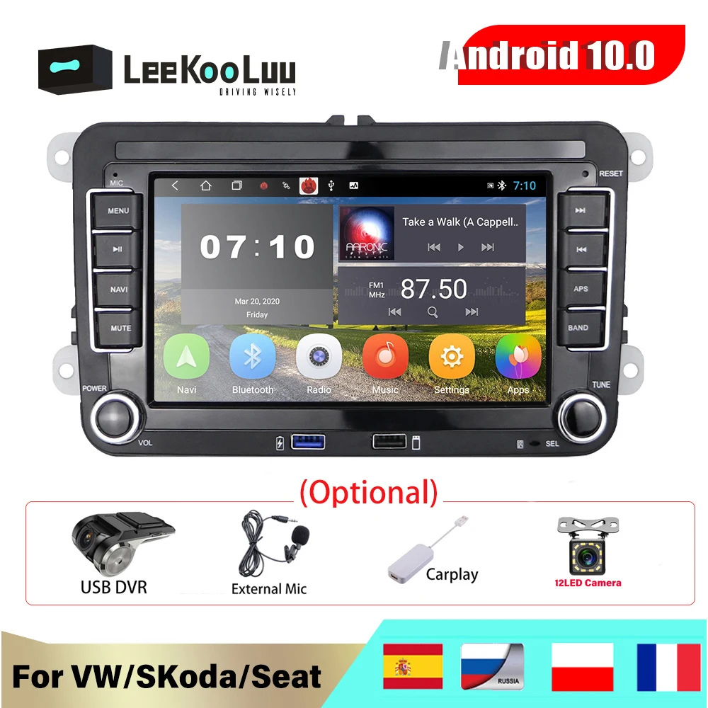 

LeeKooLuu 2 Din Android Car radio GPS Multimedia For Volkswagen Skoda Octavia golf 5 6 touran passat B6 polo tiguan jetta yeti