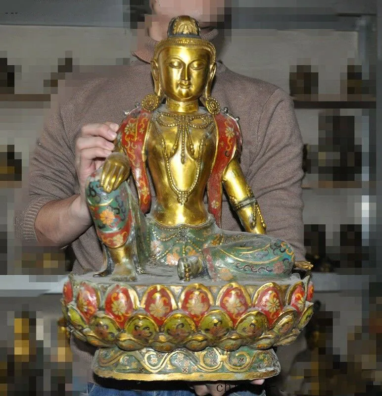 

Свадебные украшения старый Тибет бронзовые Перегородчатые эмалевые Позолоченные богиня тара Kwan-yin статуя Бодхисаттвы