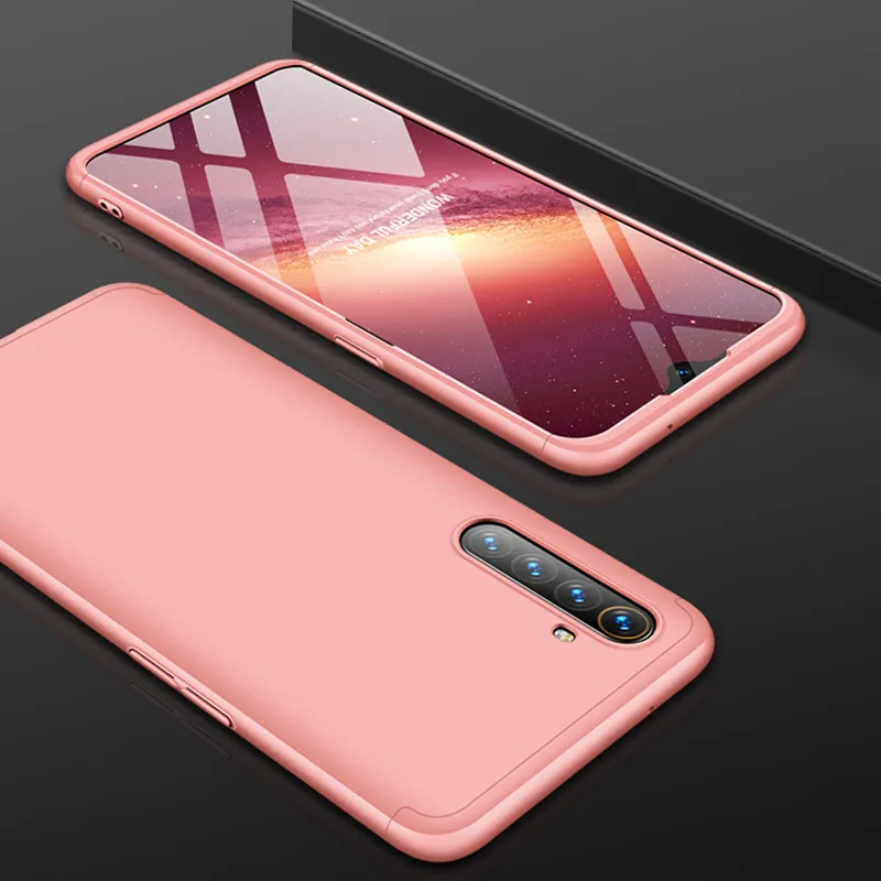 Oppo Realme XT чехол RealmeX2 360 градусов полное покрытие защищенный Матовый Жесткий чехол для Oppo Real Me XT X2 Противоударная Защитная крышка - Цвет: Rose gold