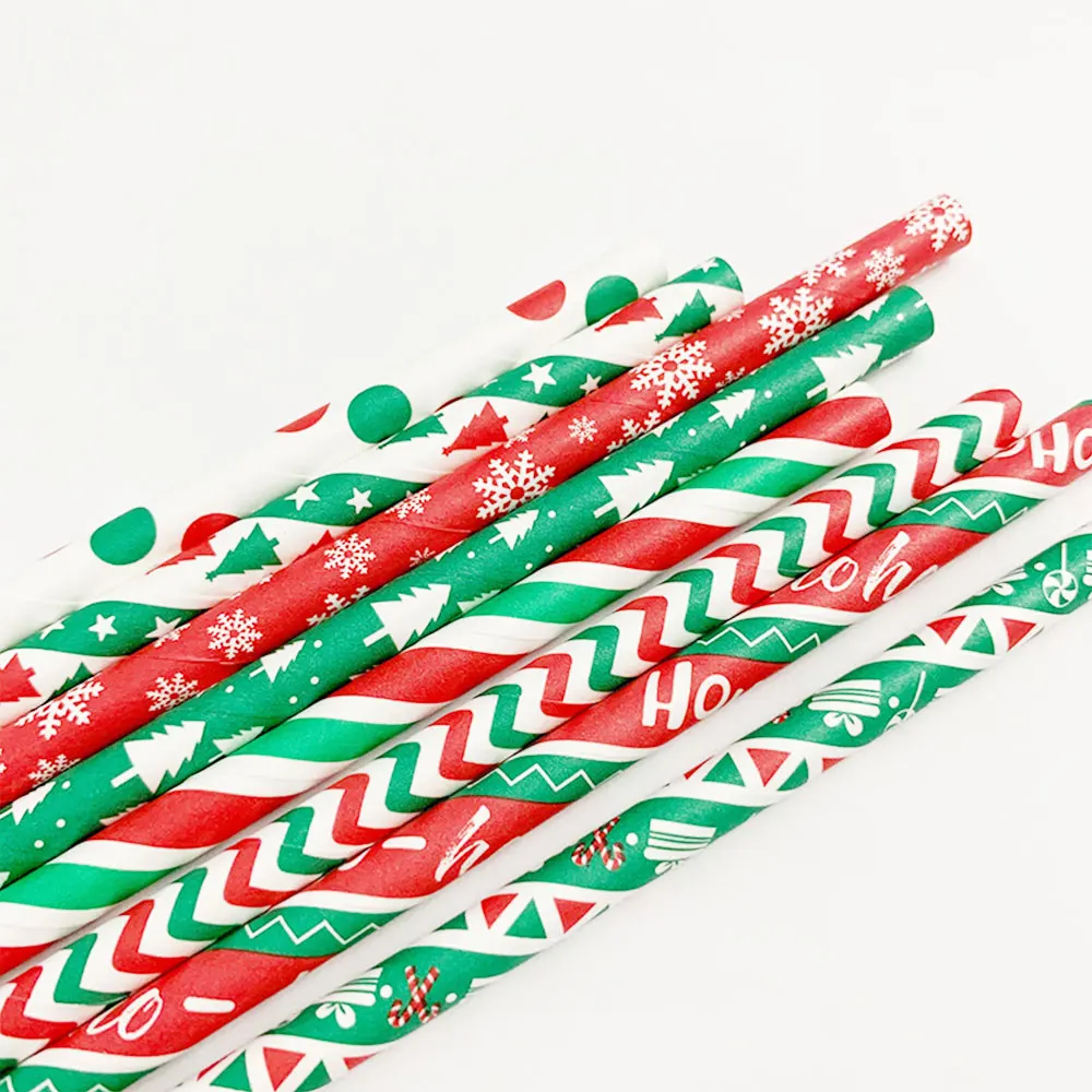 Рождественские серии экологические одноразовые разлагаемые бумажные трубки из