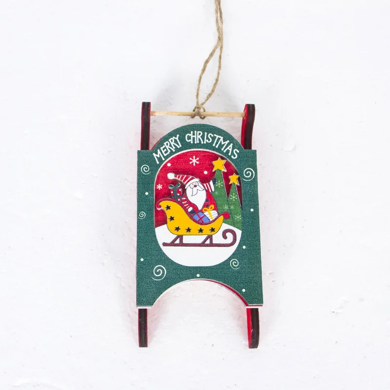 Santa 1 шт Рождественские сани украшения деревянная новогодняя елка кулон Санта Клаус Снеговик украшение кулон для дома подарок на год - Цвет: Santa