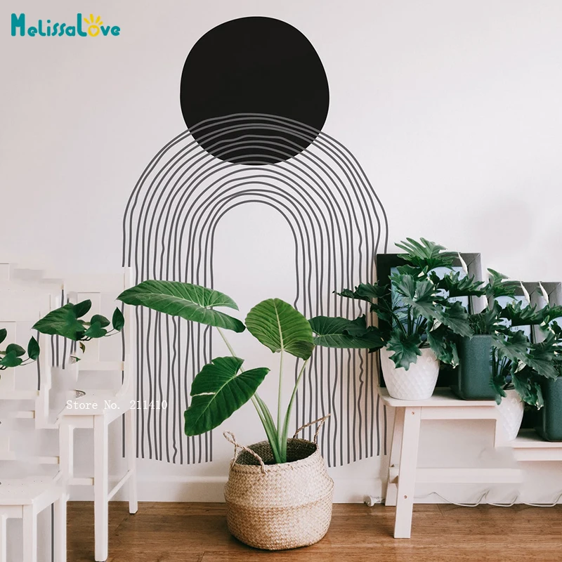 Современные Геометрические радужные наклейки на стену в стиле бохо с