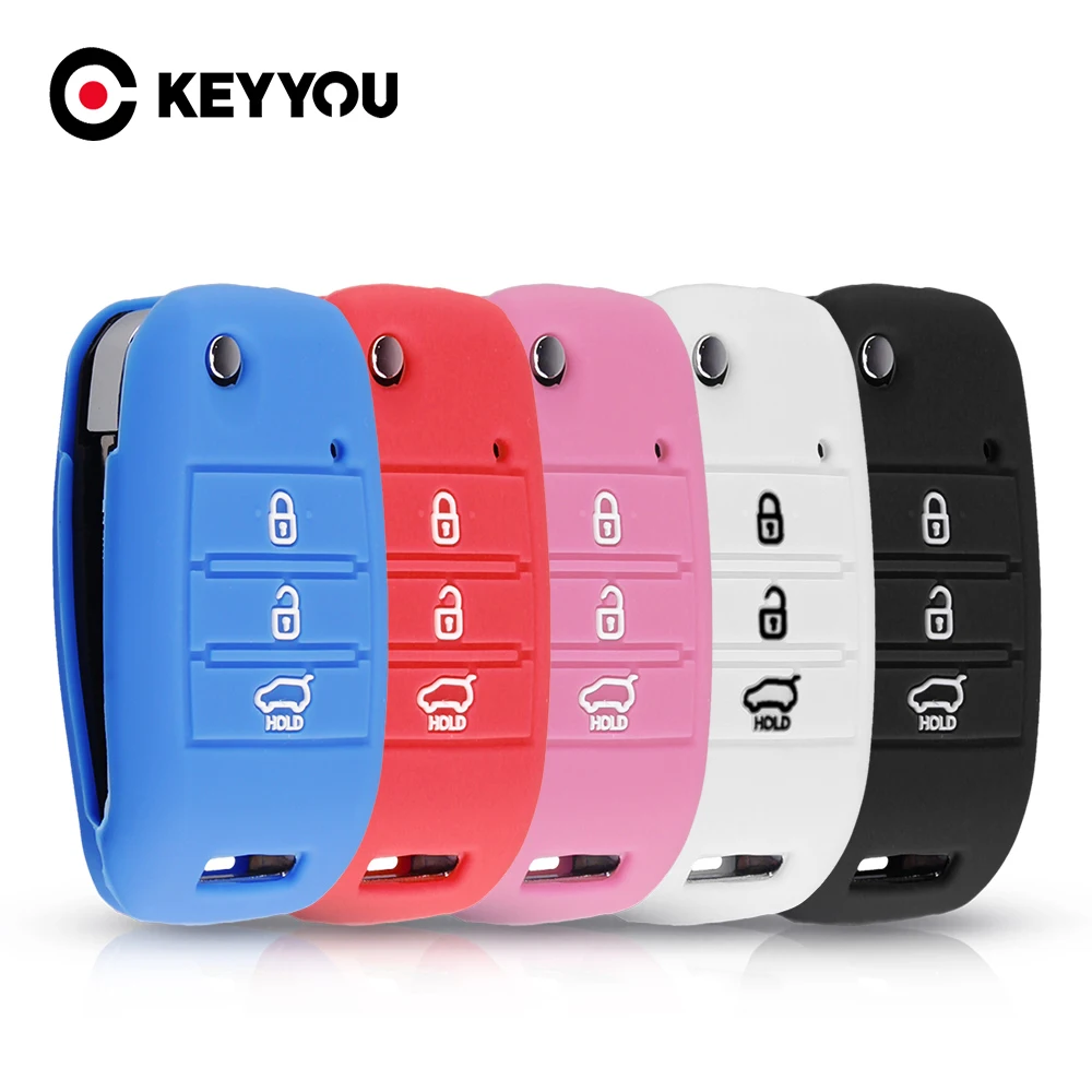 

KEYYOU 20x 3 Buttons Silicone Car Key Cover Case For KIA Sid Rio Soul Sportage Ceed Sorento Cerato K2 K3 K4 K5