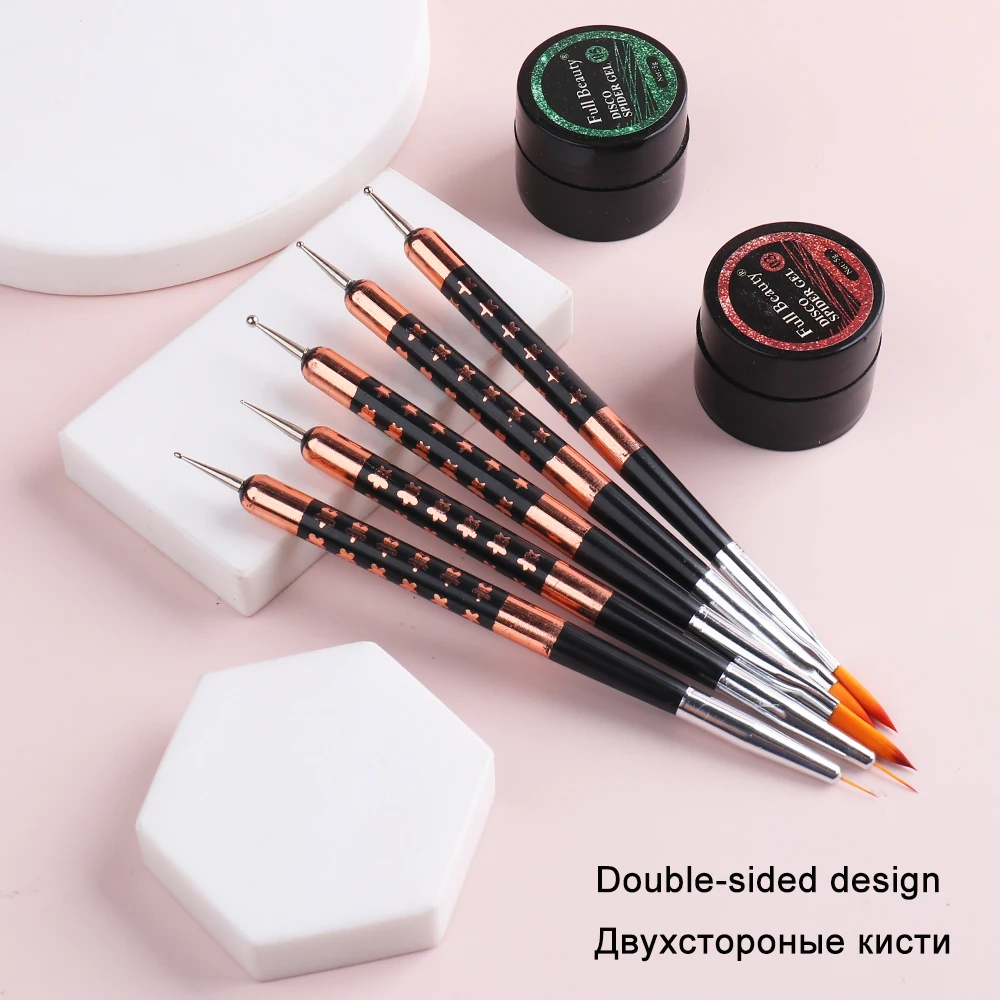 Ombre Nail Brushes Set Gradient For Manicure Double-Sided Dotting Pen Line Painting Acrylic Carving Art Tools GLR25 |
