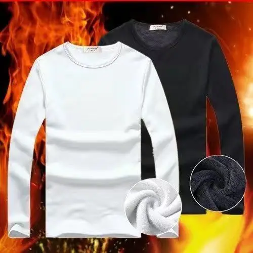 

Winter Men Thermal Underwear Tops Plus velvet Thickening Thermal Suit Polyester Comfortable Warm Cheap