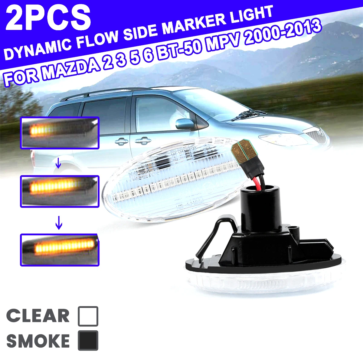 1 пара автомобильный боковой светильник Led Sidermarker лампа для Mazda 2 3 5 6 BT 50 MPV 2000 2013