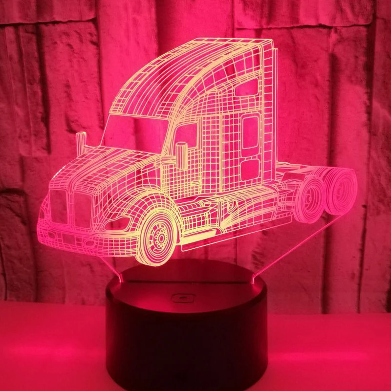 Светодиодный 3d-ночник большой динамический грузовик автомобиль с 7 цветов света для украшения дома лампа удивительной визуализации Оптическая иллюзия