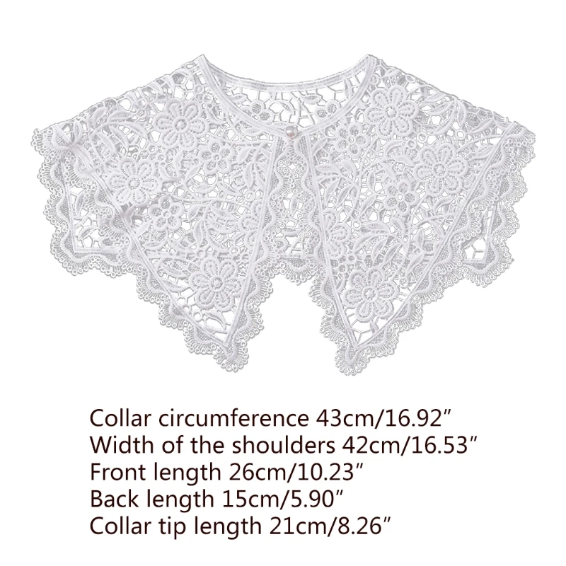 

Women Ribbon Bowknot False Fake Collar Double Layer Hollow Out Lapel Big Shawl Wrap Embroidery Elegant Necklace Capelet