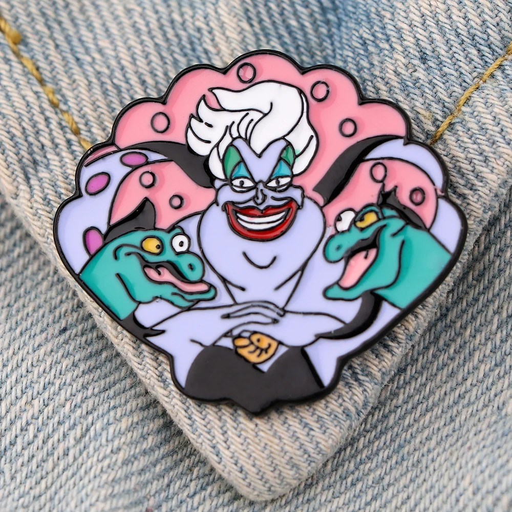 

YQ545 Disney The Little Mermaid Ursula Enamel Pin Women Brooch Cartoon Badge Decorative Clothes Bags Shoes Lapel Pin Jewelry
