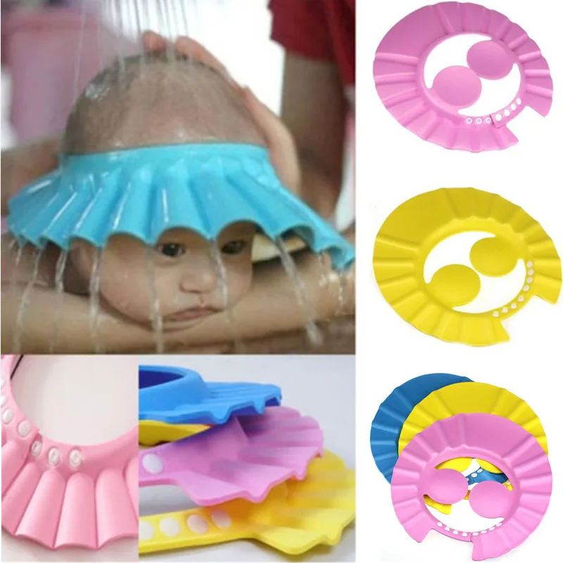 

2pcs Child Baby Kids Bathing Shower Eye Ear Protector Head Cover Washing Hair Cap Color Random