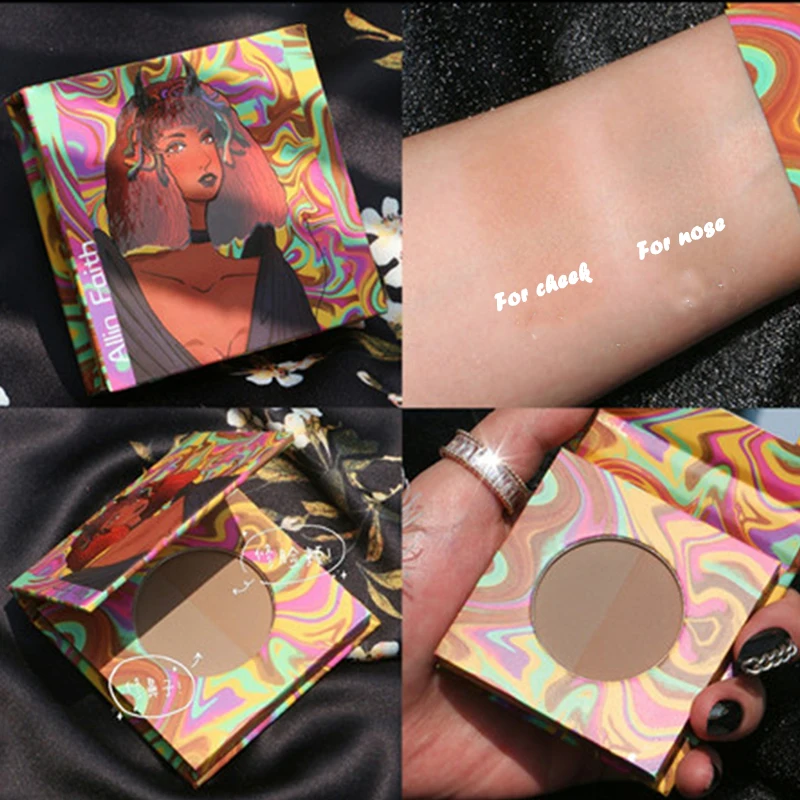 Дьявол двухцветный мерцающий и сияющий хайлайтер пудра глиттер палитра