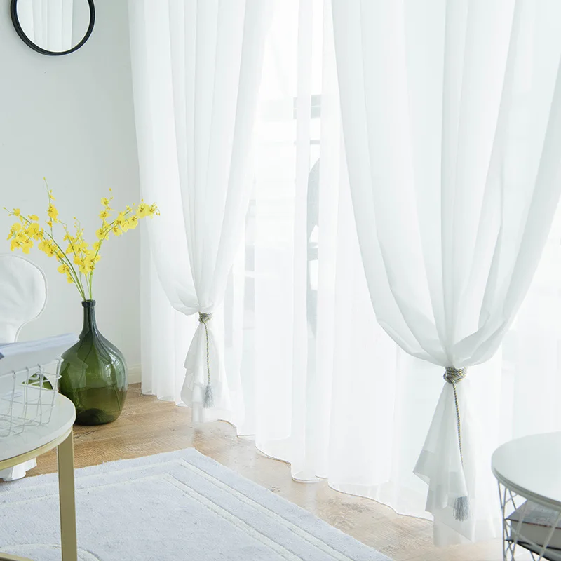 Белая Тюлевая занавеска s окно для гостиной современные шифоновые прозрачные