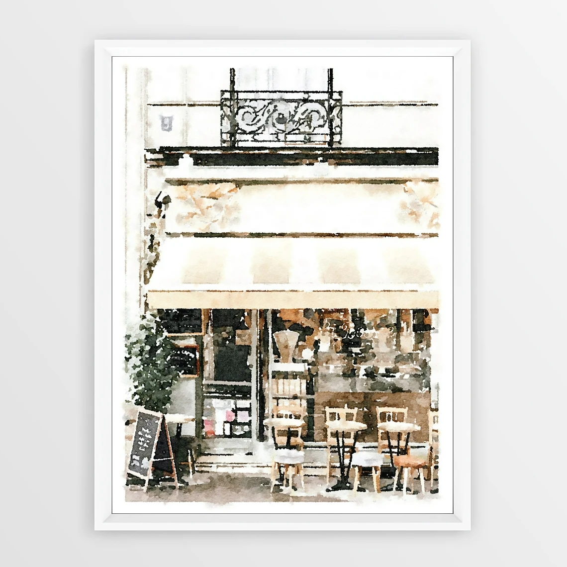 

Paris France Cafe Watercolor Print Neutral French Decor Photography Wall Art Painting Poster ,Art Poster Minimalist Home Decor