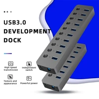 new usb hub 3 0 usb aluminum alloy 710 port high speed transmission splitter independent switch adapter for pc accessories