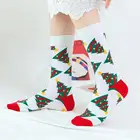 1 пара милых рождественских носков с принтом оленя дерева снежинки женские мужские зимние теплые забавные носки средней длины носки skarpetki