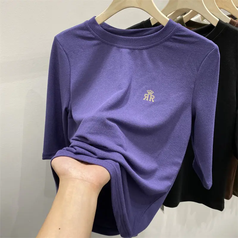 Женская футболка с круглым вырезом TSXT Повседневная Свободная в Корейском стиле