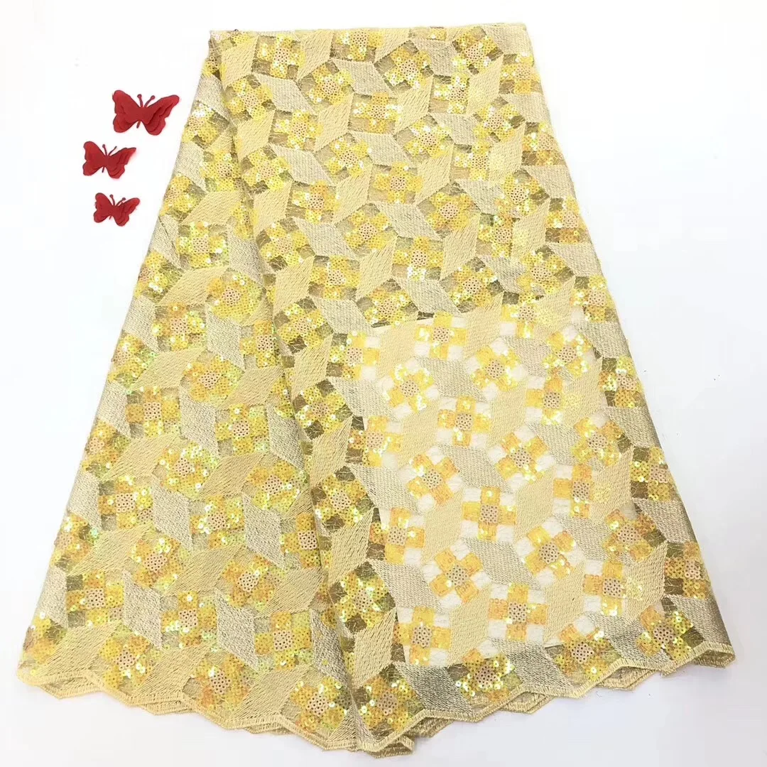 

Laatste Afrikaanse Veters 2019 Hot Koop Brocade Kant Stof Met Mooie Veer Oranje Franse Mesh Kant Voor Feestjurk