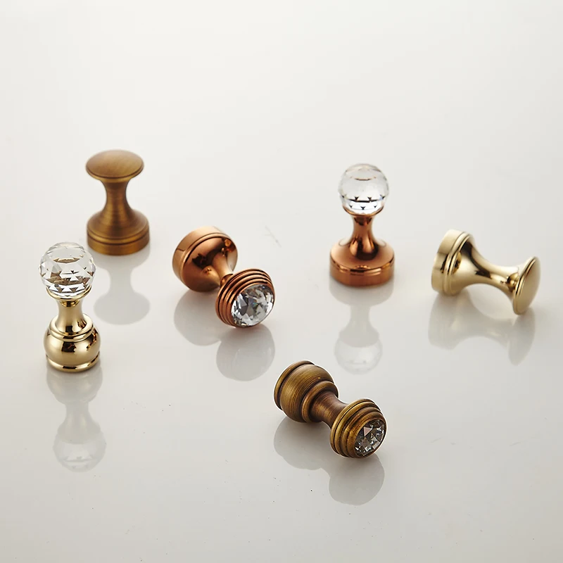 Хрустальный декоративный крючок золотой античный 1 шт. латунная вешалка для