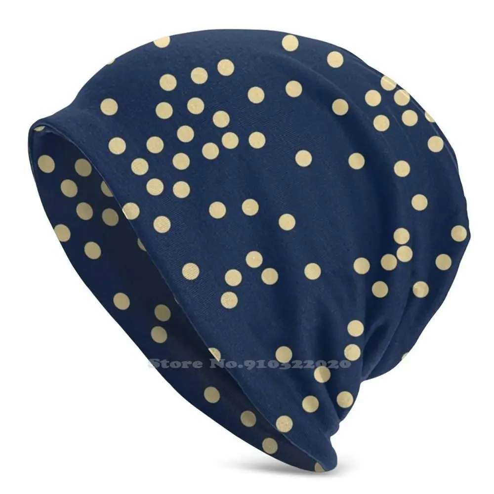 

The 80's In Marine Polka Dots Outdoor Sports Thin Windproof Soft Fashion Beanie Hat Dots Polka Dots Circles Retro Vintage 80