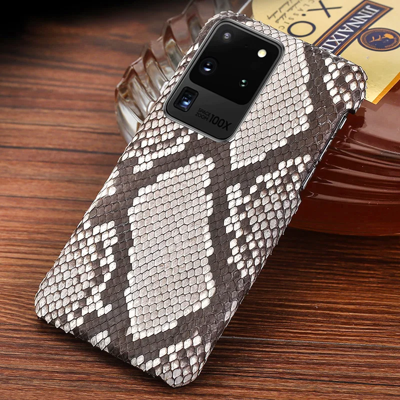 genuine leather phone case for samsung galaxy note 20 10 9 8 s20 ultra s10 s10e s9 s8 plus luxury natural python skin back cover free global shipping