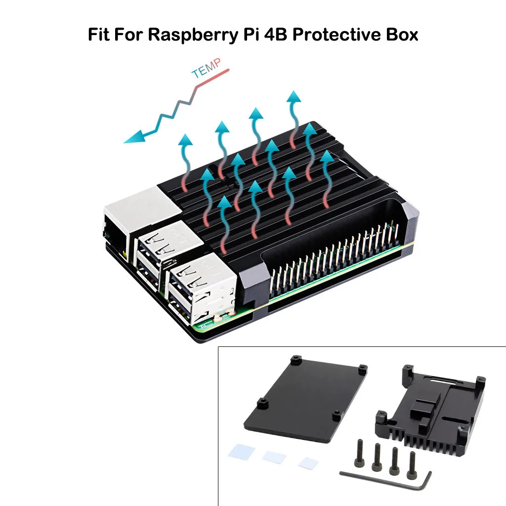 Чехол для планшета подходит Raspberry Pi 4B защитная коробка корпус из алюминиевого
