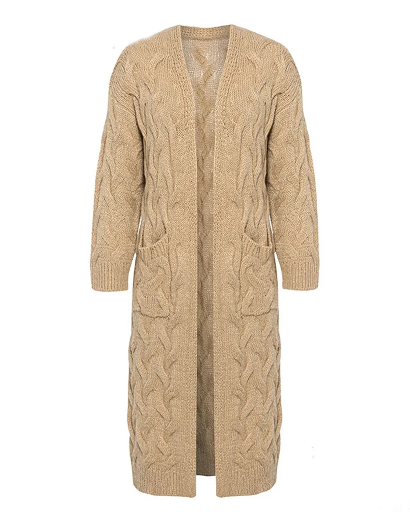 

Sweater Women Spring Autumn Fashion Solid Color Long Sleeve Long Sweaters Casual Cardigan Jacket Plus Size S-2XL