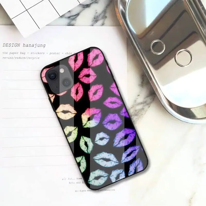 RUICHI красный Губы Поцелуй телефонный чехол для iPhone 12 Mini 11 Pro XS Max X XR 7 8 Plus стеклянный