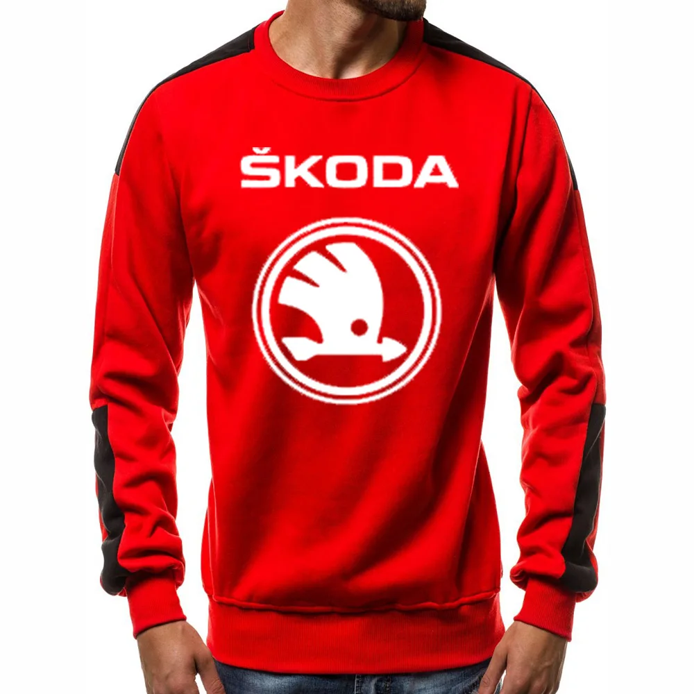 

Mens Pullover Long Sleeve Skoda Car Logo Print Splice Fashion Slim Fit Pullovers Men Casual Long Sleeve Mens Tops Clothing