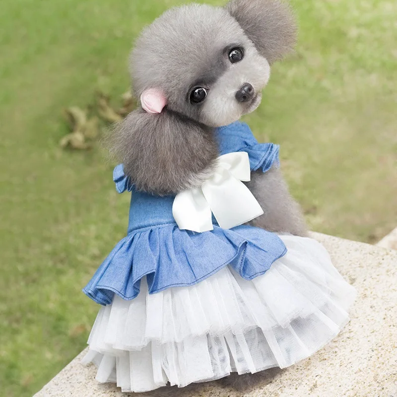 Новое поступление одежда для собак платья с бантом дышащие щенков животные