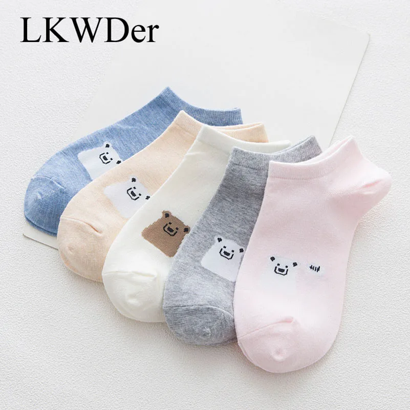 LKWDer 5 пар носков женские хит продаж летние однотонные маленькие свежие Хлопковые