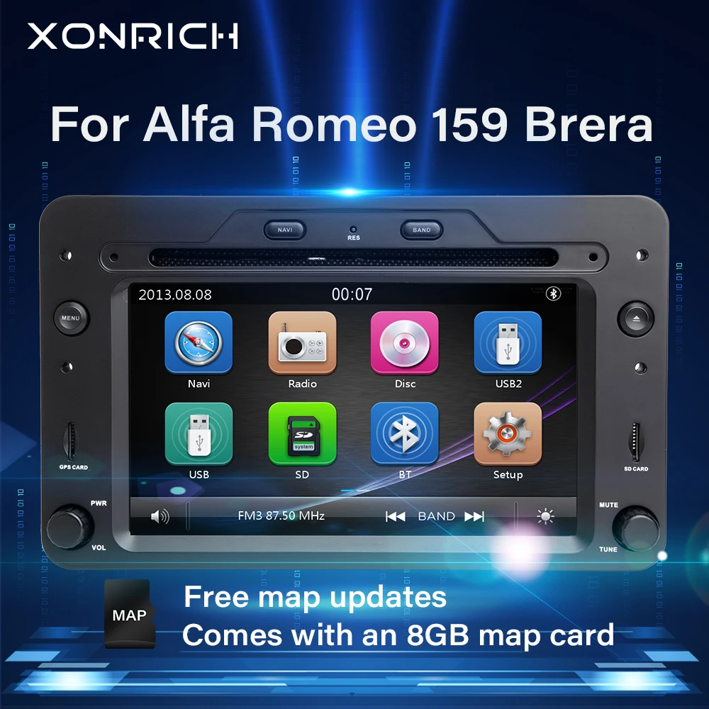 Autoradio 2 din Car DVD Player For Alfa Romeo 159 Brera Spider Sportwagon 2006 GPS Navigation Multimedia Head Unit Audio 3G DAB+