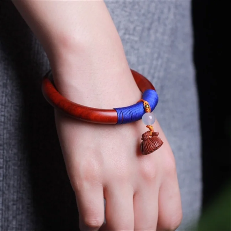 

2021 Sandalwood Bracelets Retro Wooden Bracelet Ethnic Mahogany Bracelets for Women Ebomy Bangles for Women Luxury Jewelry Gifts