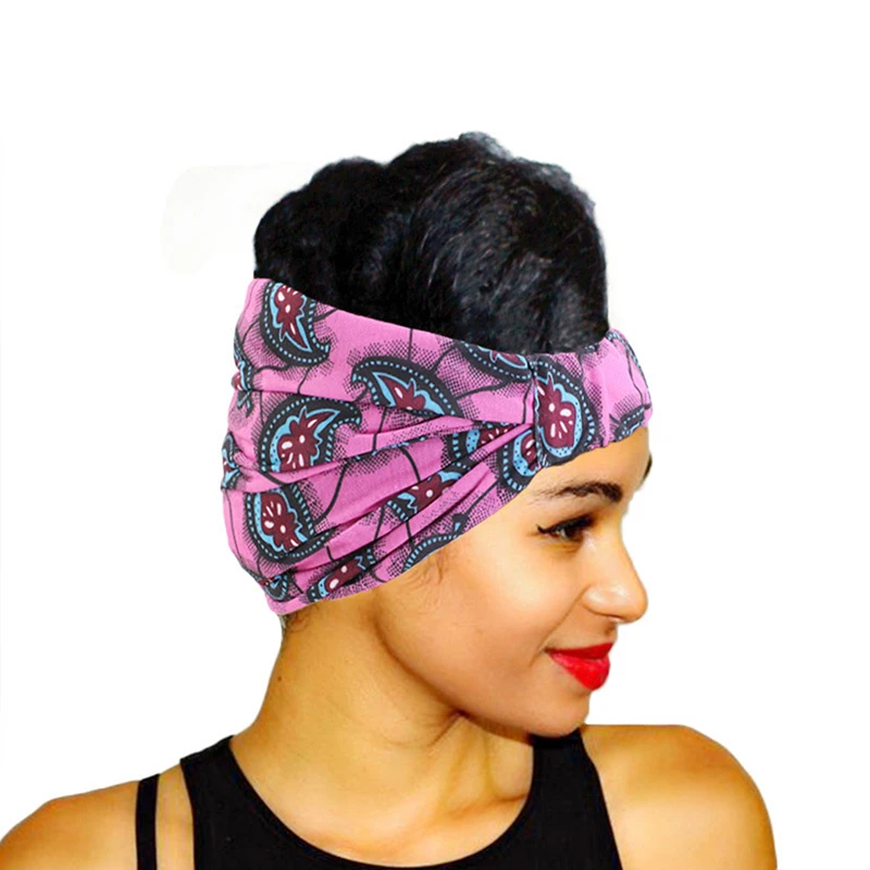 

African Print Stretch Cotton Headband For Women Elastic Headwear Turban Head Scarf Ladies Bandage Head Wrap Hair Accessories