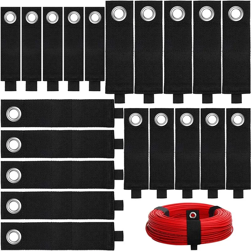 

20Pcs Heavy Storage Straps Extension Cord Holder Organizer Black Hook and Loop Straps Adjustable Cable Tie Strap Holder