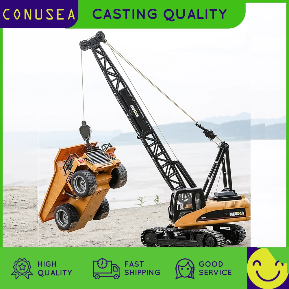 Huina 572 1:14 15Ch Rc Crane crawler Alloy Tractor Truck Engineering Car 2.4Ghz Remote Controlled Car Rc Toys for Children