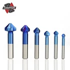 Набор сверл с зенковкой из быстрорежущей стали, 6 шт., 3 канавки, по металлу, фрезы с зенковкой под углом 90 градусов, сверла для снятия фаски по дереву