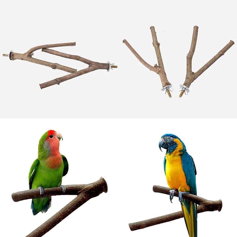

15cm Pet Parrot Raw Wood Fork Stand Rack Toy Hamster Branch Perches For Bird Cage