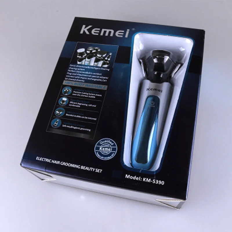 

Kemei 4 In 1 LCD Electric Shaver Washable Nose Hair Trimmer 3D Floating 3 Blades Electric Razor Men Shaving Machine Grooming Kit