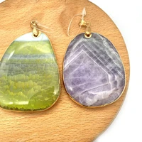1pc natural semi precious stone pendants irregular shape diy for making necklace accessions 46x57 50x61mm size yellow purple