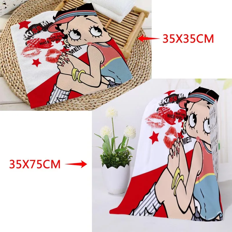 Новое поступление на заказ Betty Boop полотенце для лица с рисунком из микрофибры квадратные прямоугольные полотенца Размер 35x35 см 35x75 см - Цвет: 7