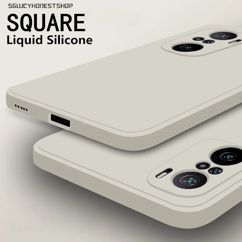 Чехол для Redmi K40 Pro тонкий квадратный жидкий силиконовый чехол Xiaomi Mi 11 10T 10 Lite Note 9 9S