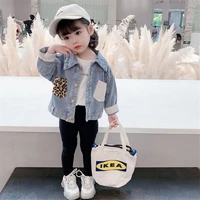 leopard jean spring autumn coat girls kids outerwear teenage top children clothes costume evening party high quality