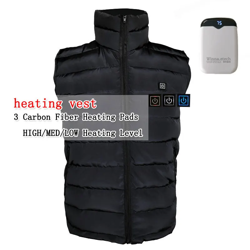 WINNA NEW USB Three Speed Intelligent Temperature Control Heating Polyester Outdoor Vest Keep Body Warm For Skiing Camping | Спорт и