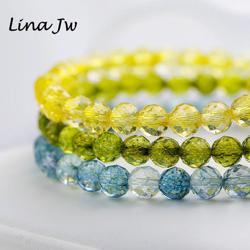 Браслет с бусинами из натурального перидота цитрина топаза 6 мм | Украшения и