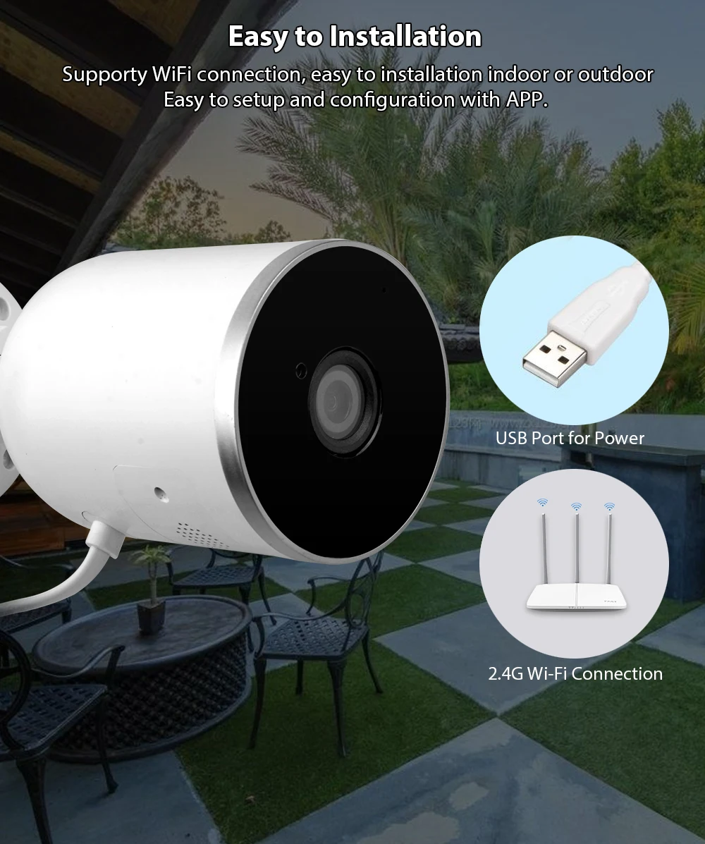 Умная беспроводная наружная ip-камера с поддержкой alexa google home 1080p | Безопасность и