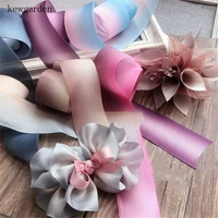 kewgarden 1 5 38mm color gradient voile ribbons diy bow corsage hair accessories handmade tape flower packing riband 10 meters