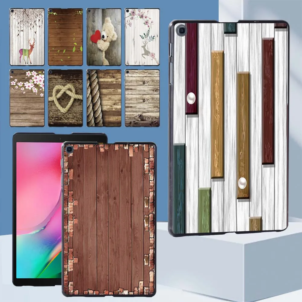 

Slim Tablet Case for Samsung Galaxy Tab A 8.0 (2019) T290 T295 Simple Wood Series Pattern Durable Back Shell + Free Stylus